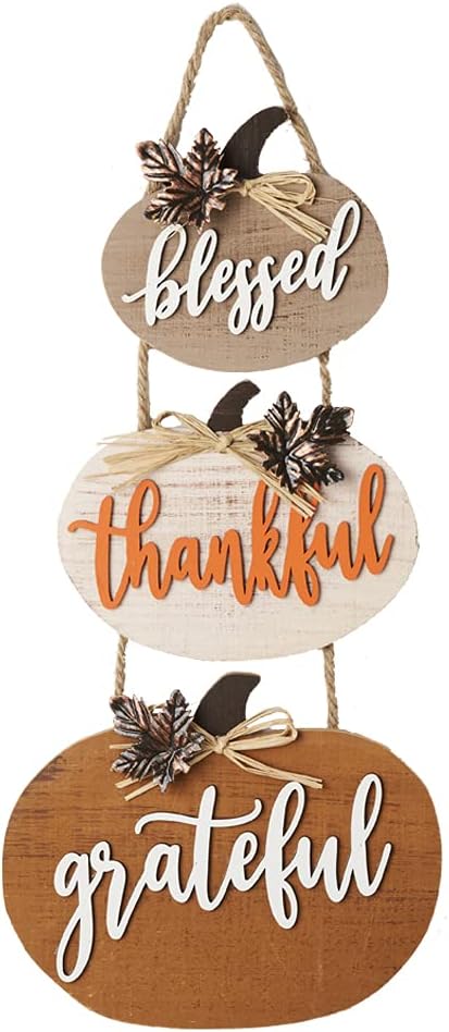Fall Decorations for Home Thanksgiving Sign Blessed Thankful Grateful Autumn Home Decor Wooden Farmhouse Thanksgiving Decoration Indoor Harvest Signs