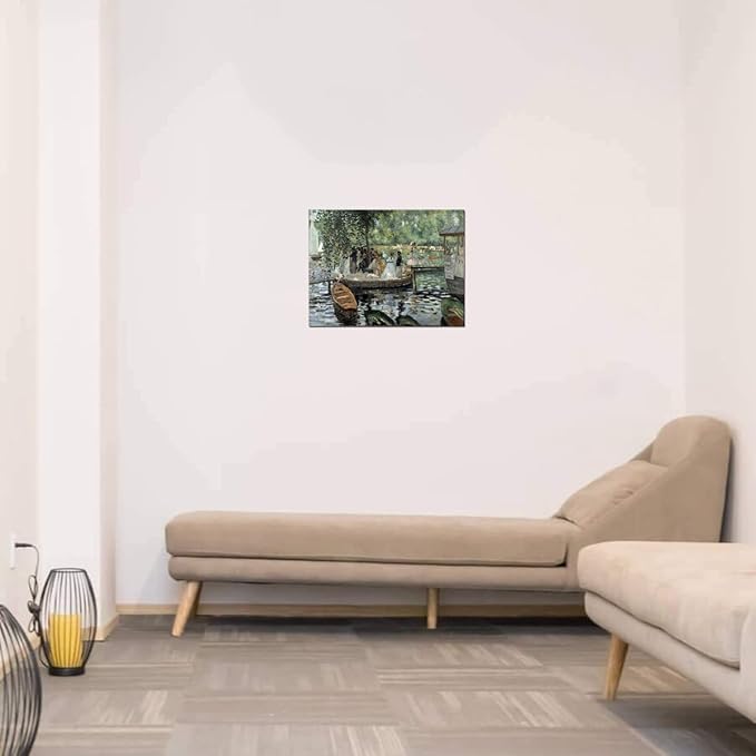 Impressionism Artwork Bathroom Decor La Grenouillere By Pierre Auguste Renoir Famous Painting Prints for Bedroom Hallway Lounge Home Wall Art Framed 12x16inch