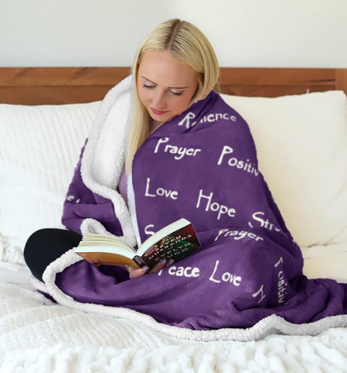 WOLF CREEK BLANKET - Compassion Blanket (Brand)- Strength Courage Super Soft Warm Hugs, Get Well Gift Blanket Plush Healing Thoughts Positive Energy Love & Hope (Purple, 50 x 65 Sherpa)