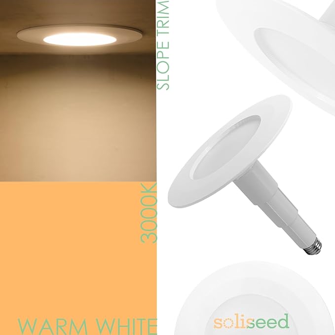 Soliseed 5/6 Inch LED Can Lights Length Adjustable Recessed Lighting,Retrofit Downlight ETL Damp Rated,12W=60W,3000K Warm White,800LM,Dimmable,Led Replacement Recessed Lights Easy Install,6-Pack