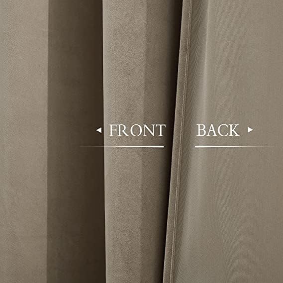StangH Back Tab Velvet Curtains - Camel Beige Room Darkening Privacy 90 inches Drapes for Living Room, Elegant Home Decoration for Nursery Kids/Study Room, W52 x L90, 2 Panels