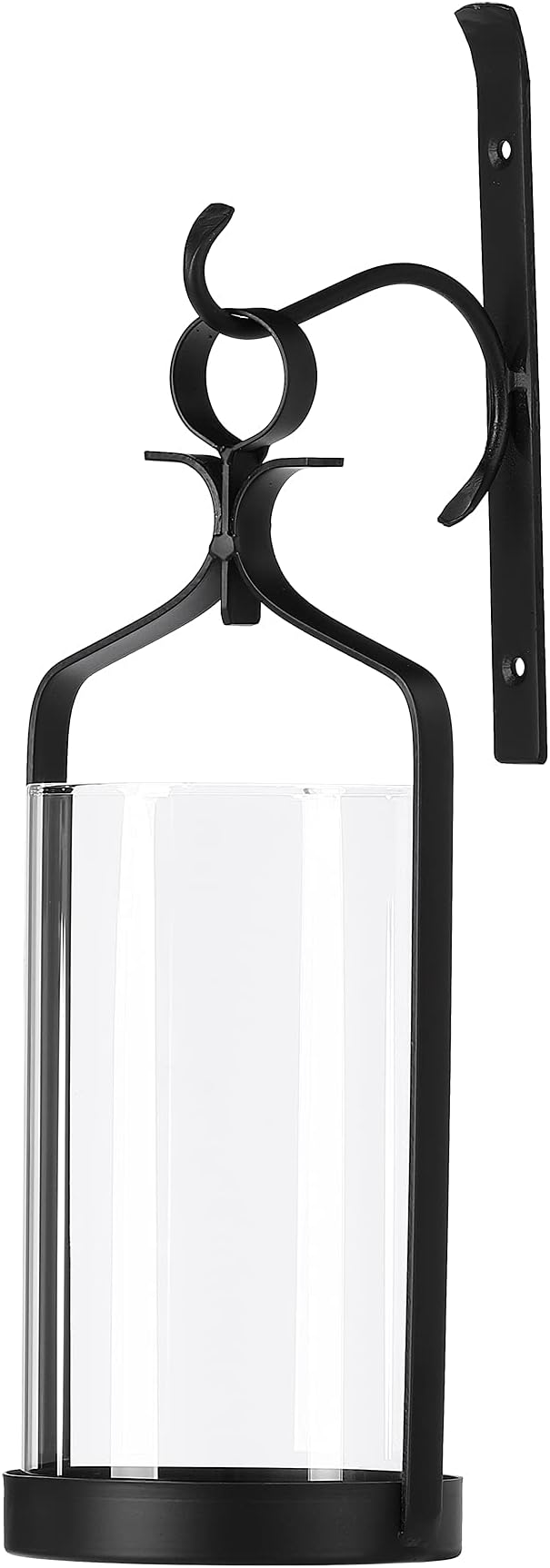 Hanging Hurricane Glass Wall Sconce Candle Holder Black Metal Wall Decorations HLJ15-291B