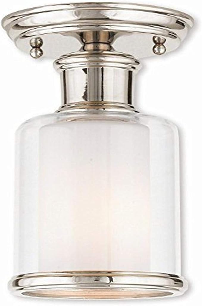 Livex Lighting 40200-35 Restoration One Light Ceiling Mount from Middlebush Collection in Polished Nickel Finish