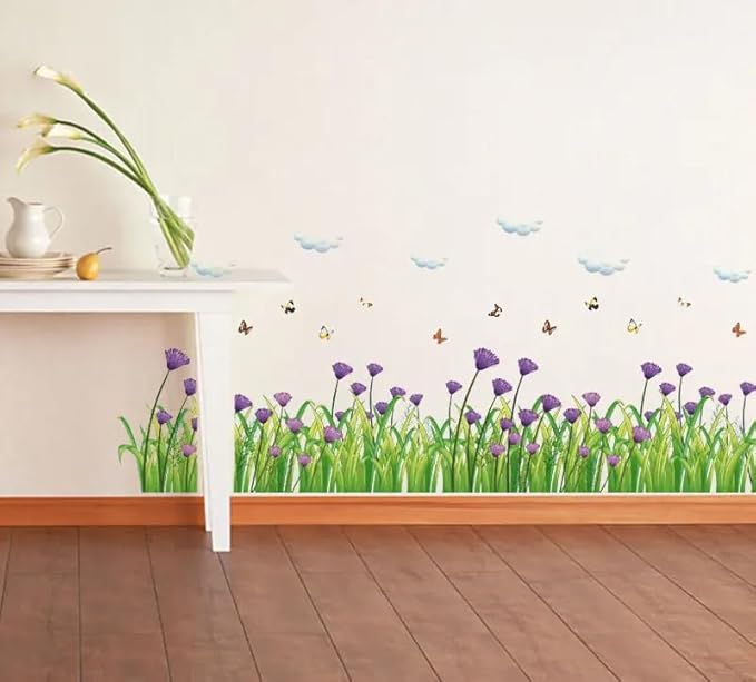 Sicker Universe 28x20 Inch Set - Flower Plants Butterflies Floral Wall Decals for Decor, Self Adhesive Vinyl for Home Kitchen Nursery Decor-Gift for Christmas, Birthday (Floral Design #1)