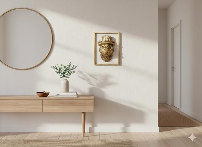 Animal Heads Wall Decor (Includes Metal Frame) Resin Animals Sculptures Head Wall Hanging Decoration Gold vintage Wall Sculpture for Living Room Bedroom Office(Panda)