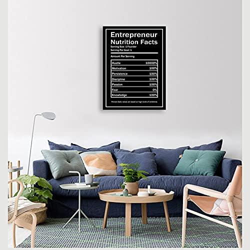Inspiring Canvas Wall Art Entrepreneur Nutrition Facts Poster Inspiring Entrepreneurship Quotes Canvas Painting Hustle Success Picture Artwork Office Decoration Frame[30″W X 40′'H]
