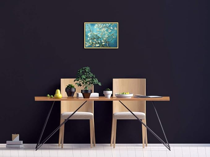 Wieco Art Framed Wall Art Canvas Prints of Almond Blossom by Vincent Van Gogh Paintings Reproduction Abstract Artwork for Wall Decor Golden Frame
