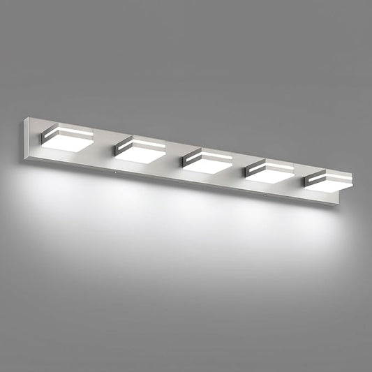 SineRise LED Modern Bathroom Vanity Light Fixtures (5-Light, 40-Inch), Brushed Nickel Modern Acrylic Bathroom Wall Lighting Fixtures Over Mirror (Cool White 6000K)