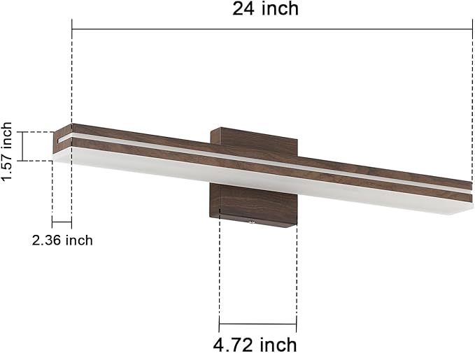 SineRise 24-Inch LED Modern Bathroom Vanity Light Bar, Brown Modern Acrylic Bathroom Wall Lighting Fixtures Over Mirror (Cool White 6000K)