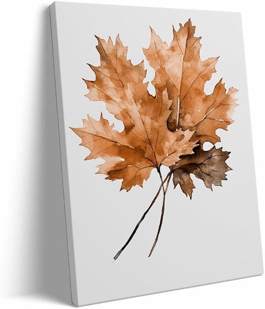 Generic Framed Maple Leaves Canvas Print Posters Watercolor Autumn Leaf Wall Art Poster Fall Rustic Autumn Art Halloween Wall Art Fall Home Decor 16x24 framed