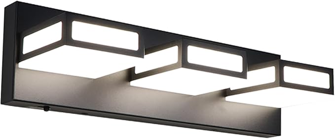 3-Light Bathroom Vanity Light Fixtures,Matte Black Bathroom Wall Lighting Fixtures Over Mirror, Dimmable 5CCT LED Vanity Lights with Acrylic Shades