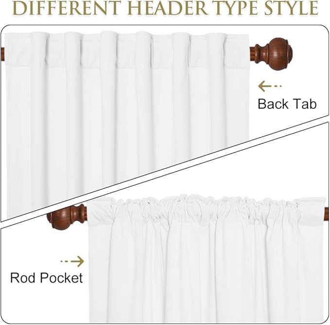 StangH 102 inches Long White Velvet Curtains Elegant Backdrops for Wedding/Church, Light Dimming Window Drapes Back Tab for Bedroom Temperature Balance for Living Room, W52x L102, 2 Panels