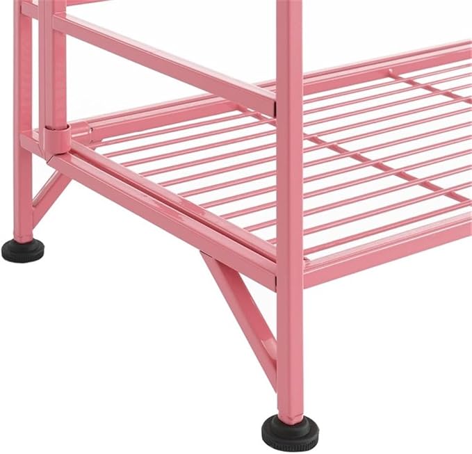 Convenience Concepts Xtra Storage Shelves - 5-Tier Folding Metal Storage Shelves, Closet Organizer for Office, Laundry Room, Bedroom, Garage, Kitchen, Bathroom, Pink