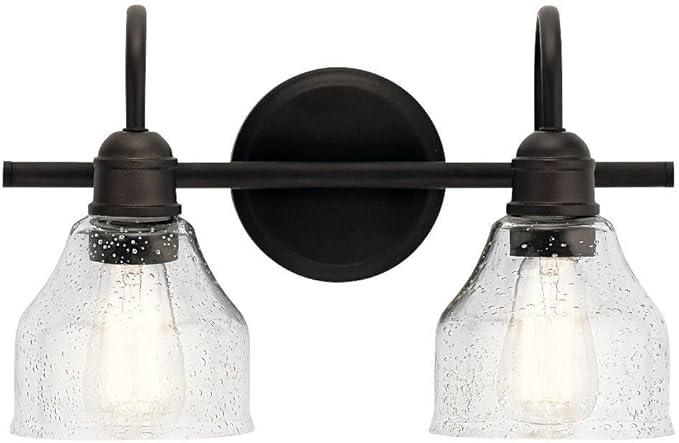 Kichler Avery 14.75" 2 Light Vanity Light with Clear Seeded Glass in Olde Bronze
