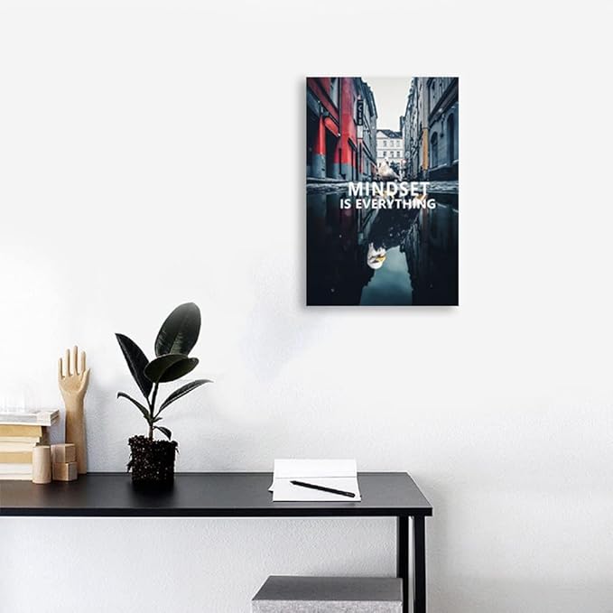 Mindset is Everything Inspirational Dove and Eagle Inspirational Wall Art Canvas Frame Decoratio Print Artwork Office Home Decoration [12''W X 18''H]