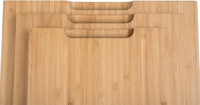Chef's Vision Bamboo Cutting Board Set - 3-Piece Organic Wooden Cutting Boards for Kitchen - Durable, Non-Toxic, and Eco-Friendly Bamboo Chopping Board - Extra Large, Large, and Medium Sizes