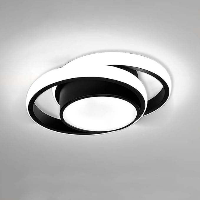 Small Modern LED Ceiling Light,2 Rings Creative Design Ceiling Lamp Home Indoor Hallway Lighting Fixtures for Hallway Living Room Bedroom Kitchen Office (Cool White,6000K)