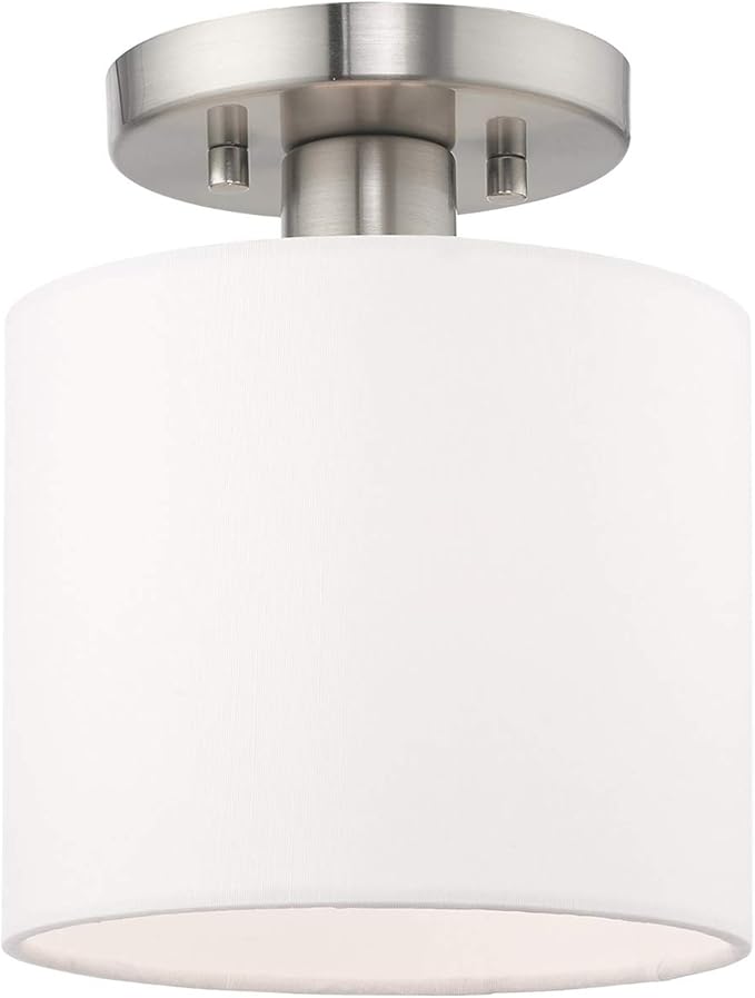 Livex Lighting, 41094-91, Meridian, Semi-Flish, 1 Light, Brushed Nickel