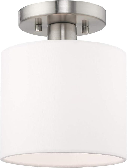 Livex Lighting, 41094-91, Meridian, Semi-Flish, 1 Light, Brushed Nickel