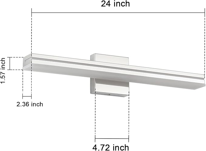 SineRise 24-Inch LED Modern Bathroom Vanity Light Bar, Chrome Modern Acrylic Bathroom Wall Lighting Fixtures Over Mirror (Cool White 6000K)