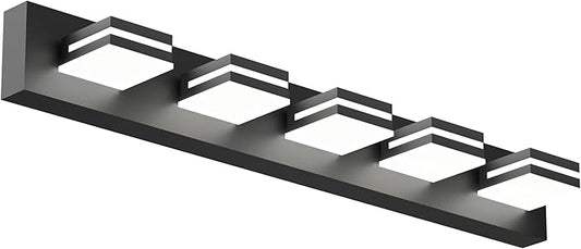 Modern Bathroom Light Fixture Over Mirror, 36" 5-Light Bathroom Vanity Light with Rotatable Heads, Adjustable 3000K/ 4000K/ 5000K, Hardwired, Energy-Efficient LED Vanity Lighting Fixture, Black