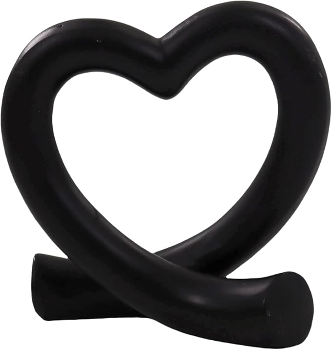 Black Heart Sculpture – Modern Love Ornament, Unique Couple or Gothic Romantic Decor for Home or Office