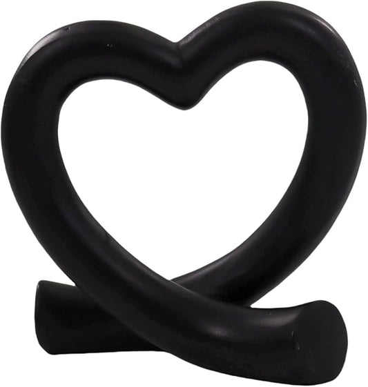 Black Heart Sculpture – Modern Love Ornament, Unique Couple or Gothic Romantic Decor for Home or Office