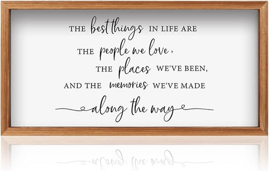 CHDITB The Best Things in Life Framed Wood Sign Plaque(16"×32"), Wooden Wall Table Sign with Scripture Bible Verse Quotes, Vintage Family Sign Housewarming for Home Bedroom Farmhouse Guest Room