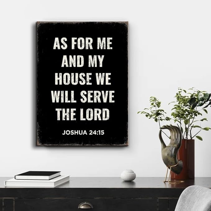 Bible Verse Scripture Wall art Joshua 24:15, As for Me and My House We Will Serve The Lord, with God All Things Are Possible, God Is Within Her She Will Not Fall, Christian Wall Decor for Prayer, Room living room, bedroom. A-404