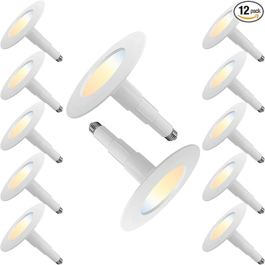Jolux 12-Pack 5CCT Retrofit LED Recessed Lighting 6 Inch,Selectable 2700K/3000K/3500K/4000K/5000K,12W=60W,800Lumen,Dimmable Can Lights,Simple Installation Adjustable Retrofit Downlight,Bevel Trim