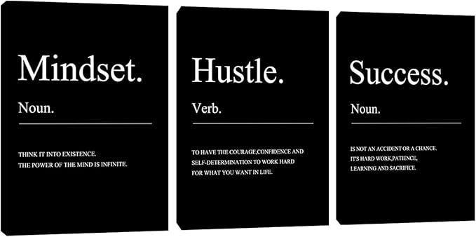 Large Motivational Office Wall Decor Mindset Canvas Wall Art Hustle Posters Prints Entrepreneur Success Paintings Picture Artwork Inspirational Home Bedroom Living Room Decorations(72" Wx36 H)