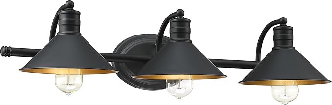 3 Light Bathroom Vanity Light Over Mirror - Farmhouse Wall Light for Bathroom Vanity Powder Room, Rustic Gooseneck Barn Style 3 Bulb Wall Sconce Over Kitchen Sink