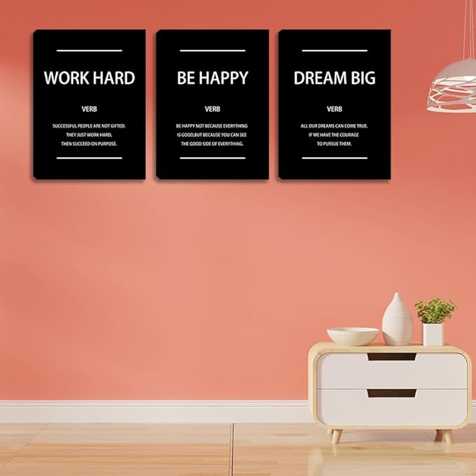 Motivational Affirmation Wall Art Inspirational Poster Prints Encourage Office Wall Decor Art Prints Black Pictures Painting Stretched and Framed Ready to Hang for Living Room Bedroom (36" Wx16 H)