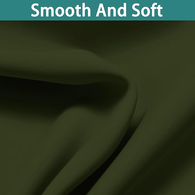 Yakamok Green 100% Blackout Curtains, Total Blackout Lined Curtain Panels for Bedroom, 2 Thick Layers Grommet Top Thermal Insulated Blackout Drapes for Living Room(52Wx63L, Olive Green, 2 Panels)