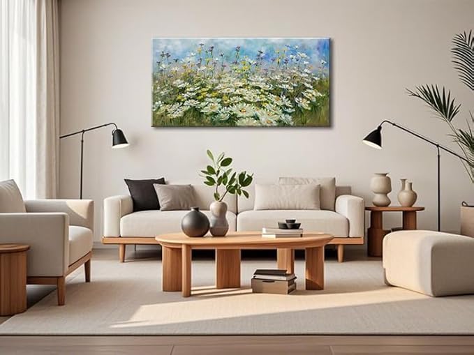 OKEXCKK Vintage Flowers Canvas Wall Art Decor Rustic Landscape Picture Poster Wildflower Large Painting Print for Bedroom Living Room Office 20"x40"
