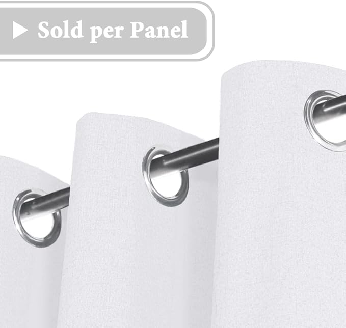 H.VERSAILTEX 100% Blackout Curtain for Bedroom 108 Inches Long Grommet Linen Face Full Light Blocking Curtain Drape for Living Room Thermal Insulated Linen Look Curtain 1 Panel, Pure White