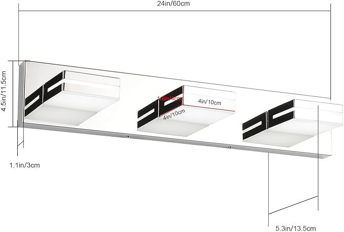 SineRise LED Modern Bathroom Vanity Light Fixtures (3-Light, 24-Inch), Chrome Modern Acrylic Bathroom Wall Lighting Fixtures Over Mirror (Cool White 6000K)