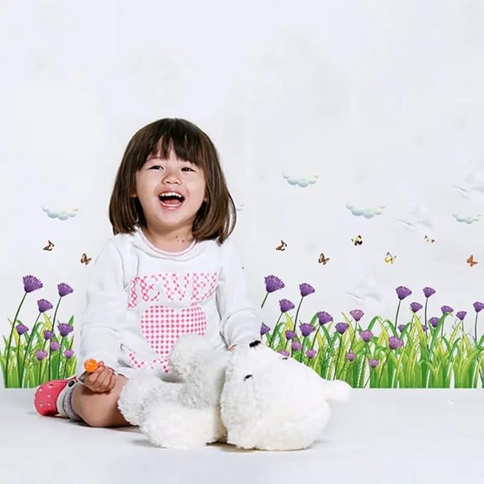 Sicker Universe 28x20 Inch Set - Flower Plants Butterflies Floral Wall Decals for Decor, Self Adhesive Vinyl for Home Kitchen Nursery Decor-Gift for Christmas, Birthday (Floral Design #1)