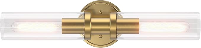 Espird Bathroom Light Fixtures 2-Light Gold, Bathroom Vanity Lights Over Mirror, Wall Sconces, Industrial Lighting, Modern Brushed Gold Vanity Lighting Fixtures w/Glass Shades