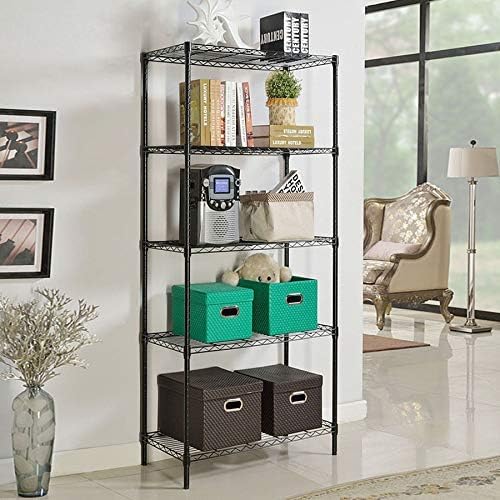 BestOffice | 5-Tier Wire Storage Shelves | 36x14x72 | Black | with Adjustable Racks | Heavy-Duty Metal Shelf, Holds Upto 1000 lbs | No-Tool Assembly | Ideal for Home & Garage Shelving