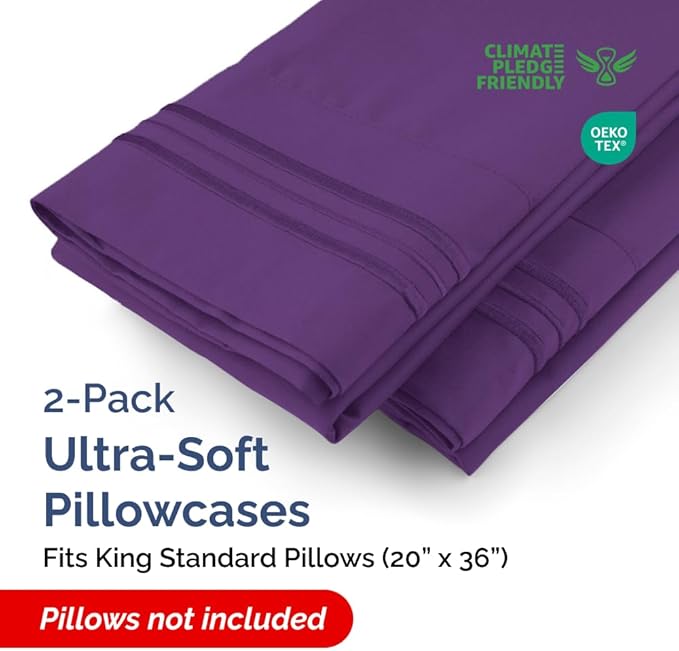 New Pillow Cases, King Standard, Purple
