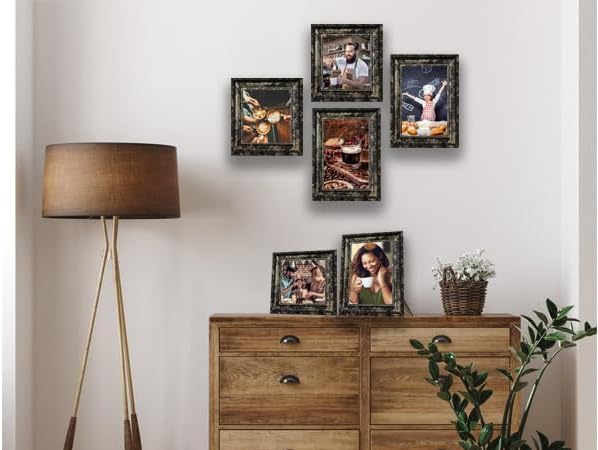 8x10 Picture Frames Set of 4- Rustic Retro Photo Frame with Real Glass Wall Mount and Tabletop Display Family Friends Wedding Gift