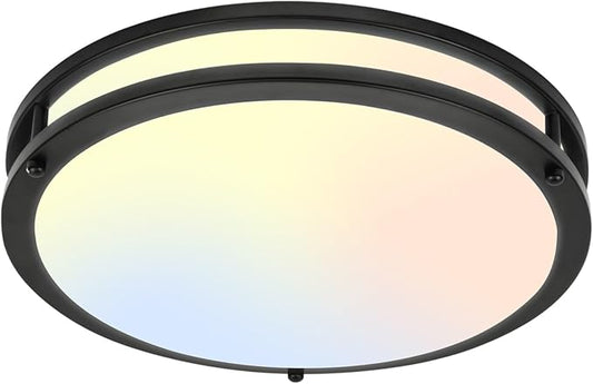 13Inch 36W Ceiling Light Fixture, 5CCT Adjustable 2700K 3000K 4000K 5000K 6500KLED Flush Mount Ceiling Mount Light, Dimmable Close to Ceiling Lighting for Bathroom Kitchen Stairwell Bedroom, Black