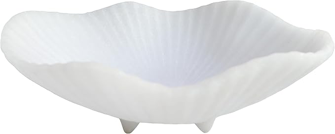 Large Decorative Bowl decor, Scalloped Pedestal Bowls,Modern Home Decor,Ruffle Decor,Stylish Key Bowl for Entry Table,Decorative Fruit Bowl for Kitchen Counter, Artificial Stone Milky white