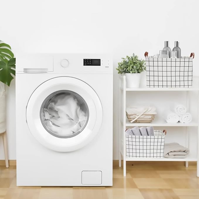 CLOCOR Rectangular Storage Basket,Collapsible Cute Pattern Storage Bin,Waterproof Coating Storage Box with Handles,Gift Baskets,Shelf Basket (white checks)