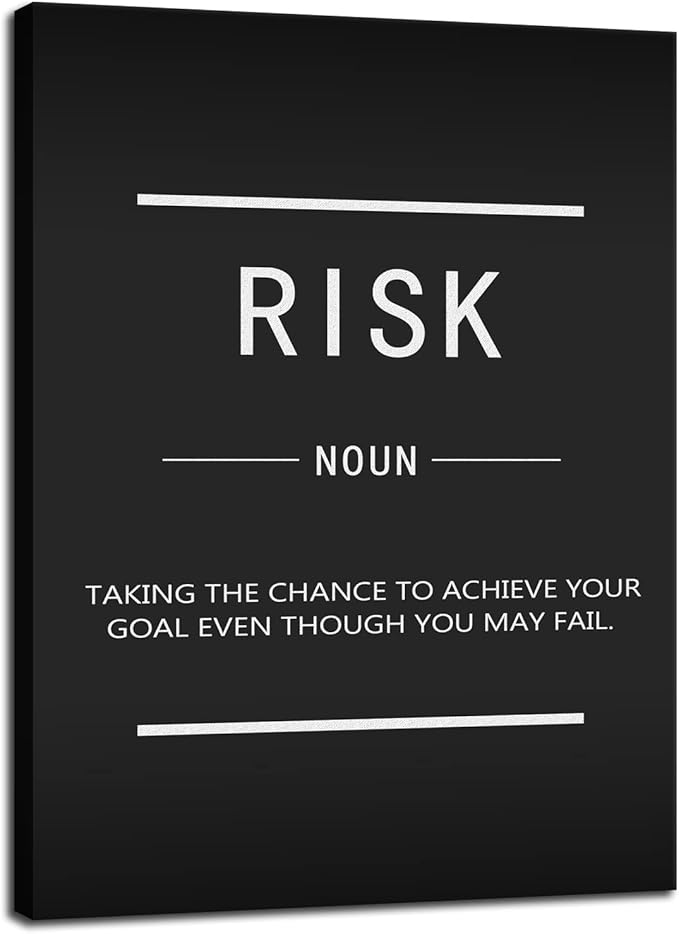 Motivational Entrepreneur Quotes Quotes Wall Art Risk Terms Inspirational Painting Poster Inspiring Printmaking Office Decoration Company Bedroom Stretch Frame Ready to Hang[18" W x 24" H]