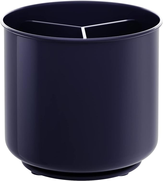 Plastic Rotating Extra Large Utensil Holder Crock with No-Tip Weighted Base, Removable Divider, And Gripped Insert - Dishwasher Safe Kitchen Utensil Holder For Kitchen Counter: Blue Utensil Caddy