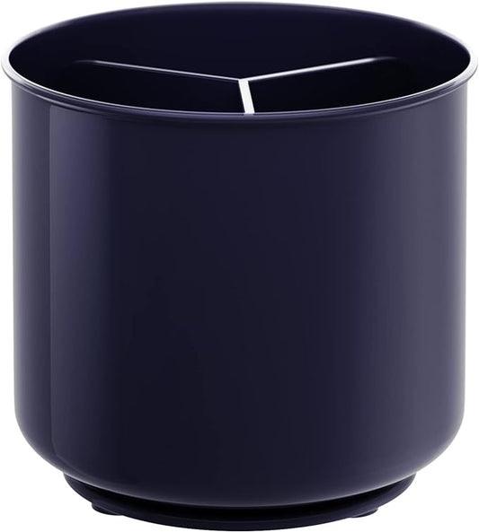 Plastic Rotating Extra Large Utensil Holder Crock with No-Tip Weighted Base, Removable Divider, And Gripped Insert - Dishwasher Safe Kitchen Utensil Holder For Kitchen Counter: Blue Utensil Caddy