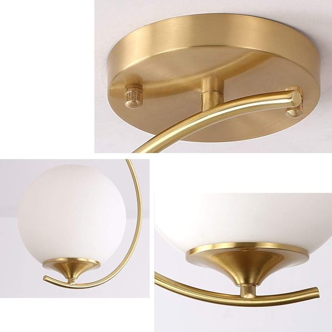 Modo Lighting Modern Flush Mount Ceiling Light Mid Century Industrial Chandeliers Antique Brass Ceiling Pendant Light Glass Globe Hanging Lights