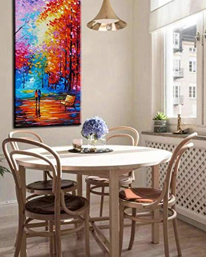 Tyed Art- Contemporary Art Oil Painting On Canvas Textured Tree Painting Palette Knife Abstract Landscape Wall Paintings Home Office Decorations Canvas Wall Art Painting 24x48inch